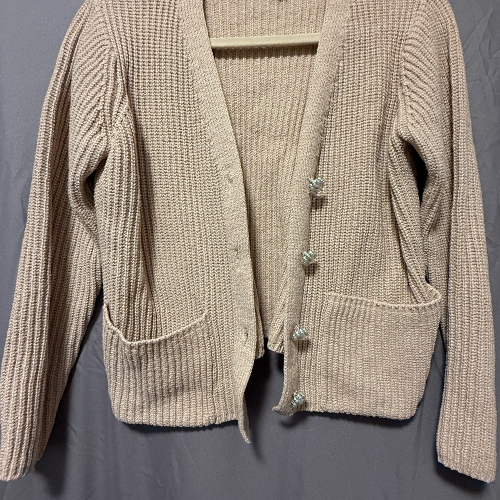 Women's Beige Cardigan Sweater